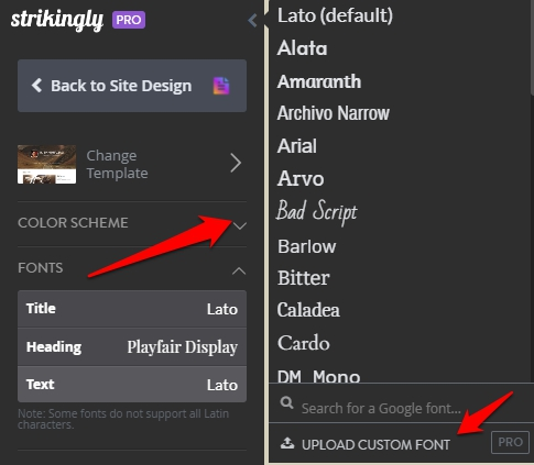 Change font family screenshot Change font family screenshot